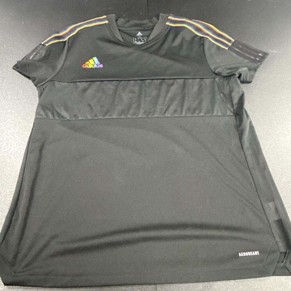 Black Adidas Soccer Jersey Size XL Gay LGBTQ Rainbow Blank Aero Prime